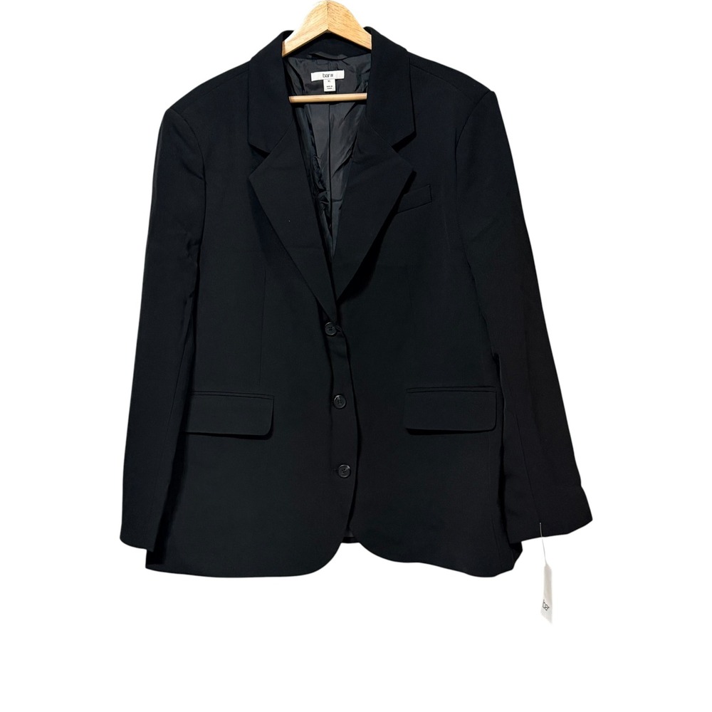 Bar III Womens Black Single Breasted 3 Button Blazer Jacket XL New